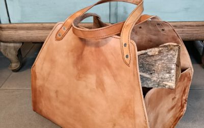 Kaminholztasche aus Leder